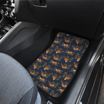 Sloth flower Design Themed Print Car Floor Mats Front Back