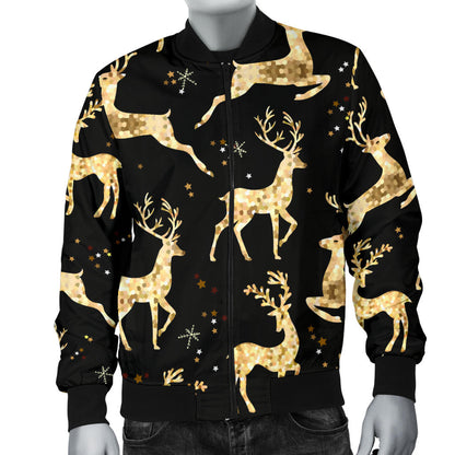Deer Gold Pattern Men Bomber Jacket