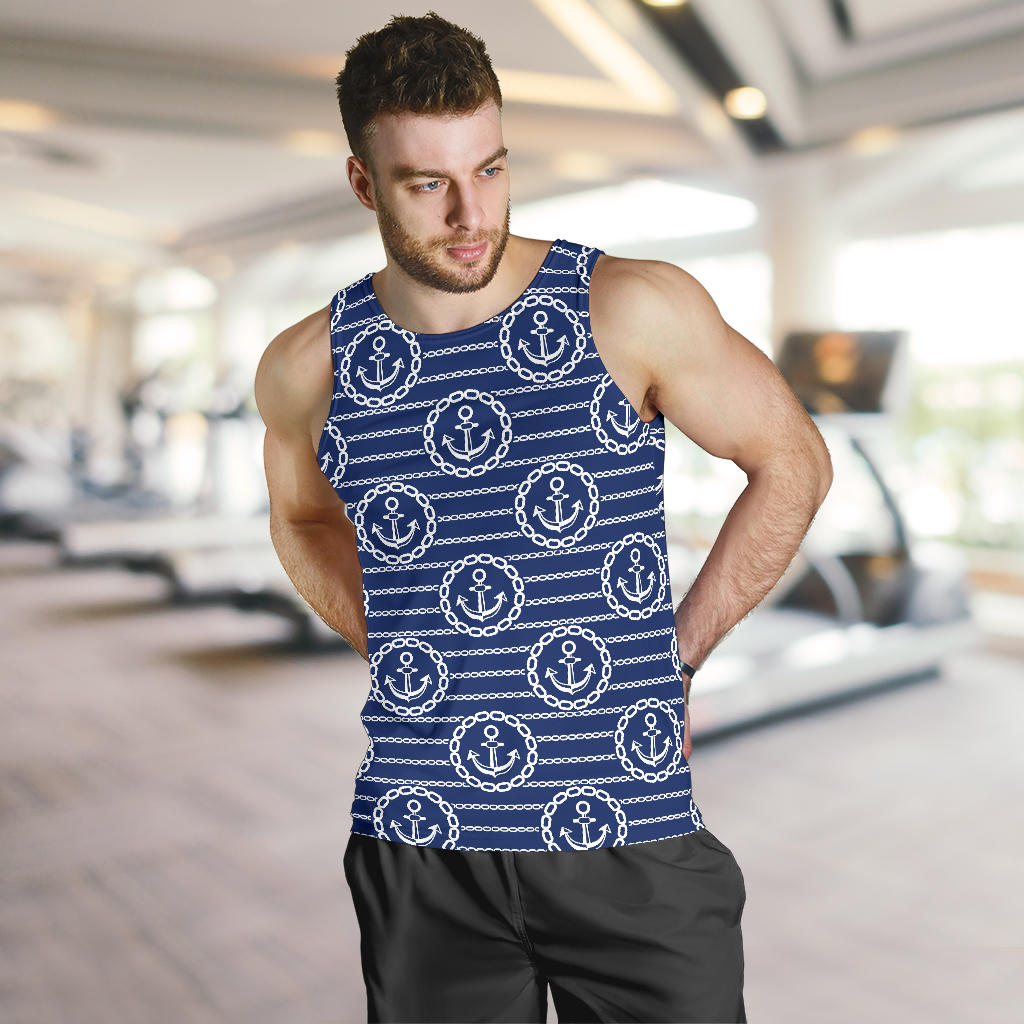 Anchor Stripe Pattern Men Tank Top