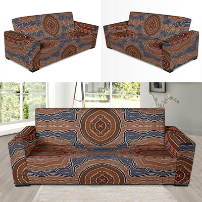 Aboriginal Pattern Print Design 01 Sofa Slipcover