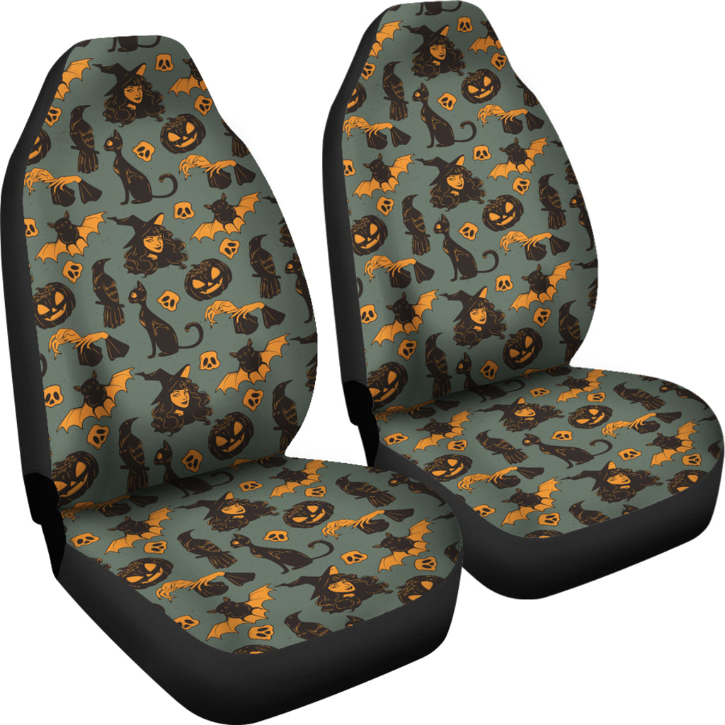 Witch Bat Halloween Print Design LKS305 Car Seat Covers