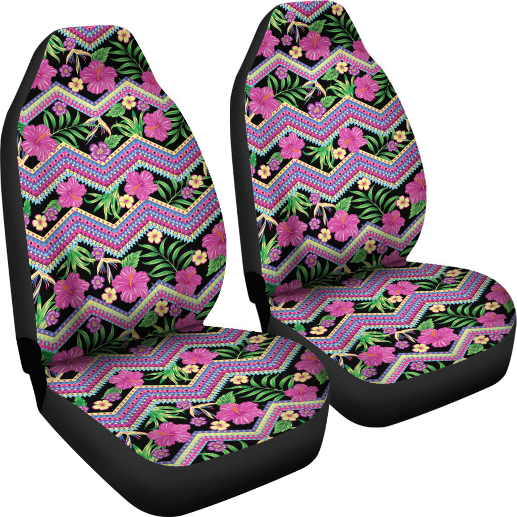 Hibiscus Pink Zigzag Line Pattern Design LKS307 Car Seat Covers
