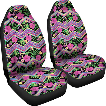 Hibiscus Pink Zigzag Line Pattern Design LKS307 Car Seat Covers