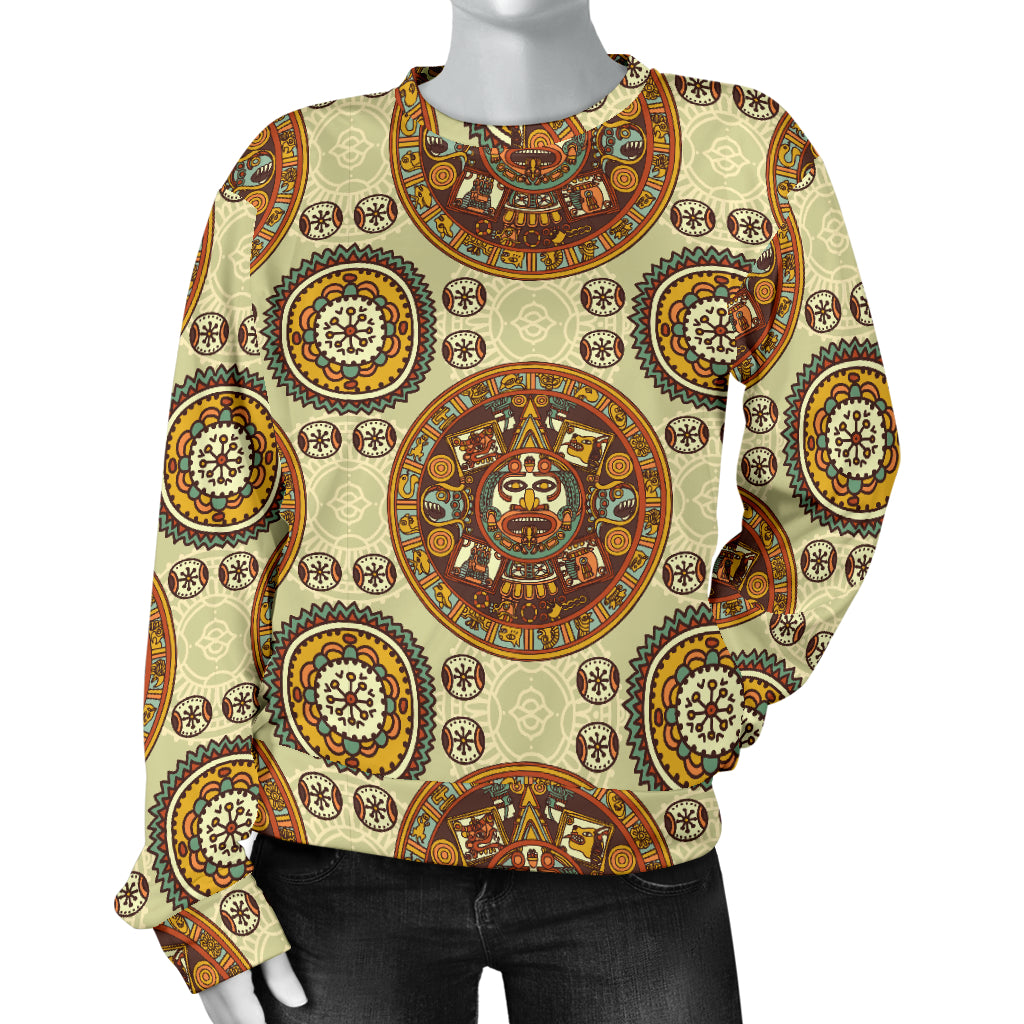 Calendar Aztec Themed Print Pattern Women Long Sleeve Sweatshirt