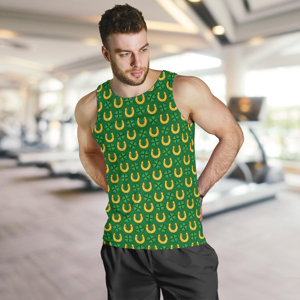 Shamrock Horseshoes Print Pattern Men Tank Top