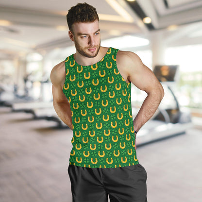 Shamrock Horseshoes Print Pattern Men Tank Top