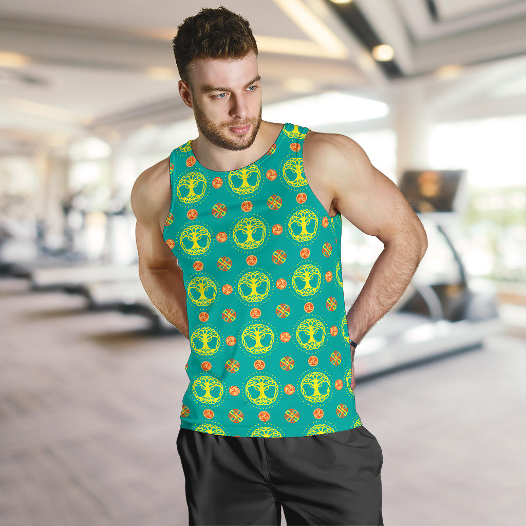 Celtic Tree of Life Print Pattern Men Tank Top