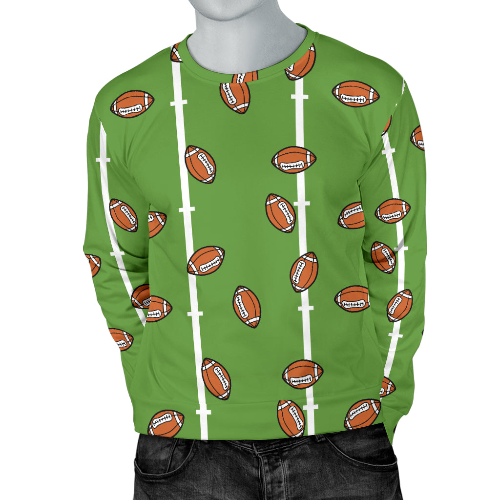 American Football on Field Themed Print Men Long Sleeve Sweatshirt