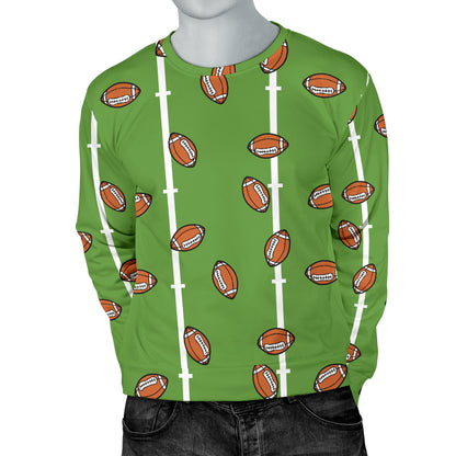 American Football on Field Themed Print Men Long Sleeve Sweatshirt