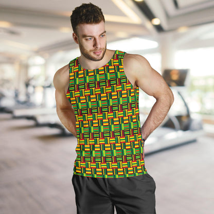 African Zip Zag Print Pattern Men Tank Top