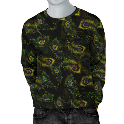 Peacock Feather Pattern Design Print Men Long Sleeve Sweatshirt