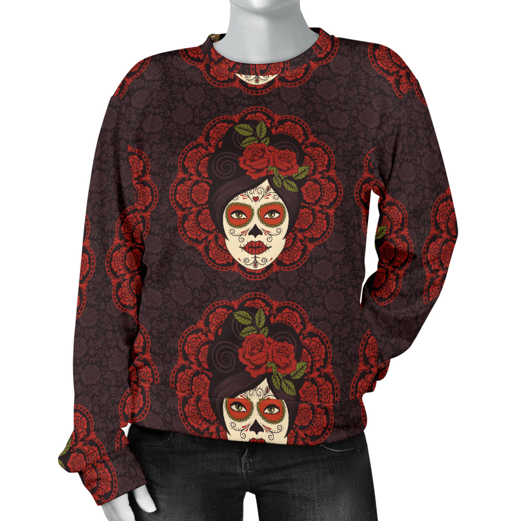 Day of the Dead Mexican Girl Women Long Sleeve Sweatshirt