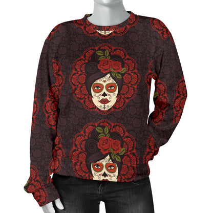 Day of the Dead Mexican Girl Women Long Sleeve Sweatshirt