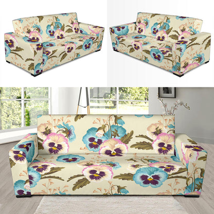 Pansy Pattern Print Design A02 Sofa Slipcover