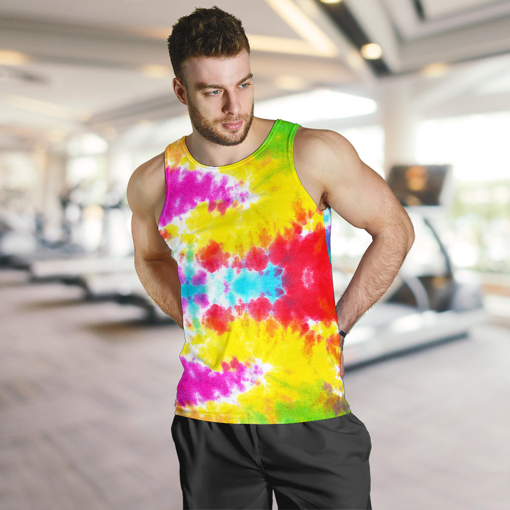Tie Dye Rainbow Themed Print Men Tank Top