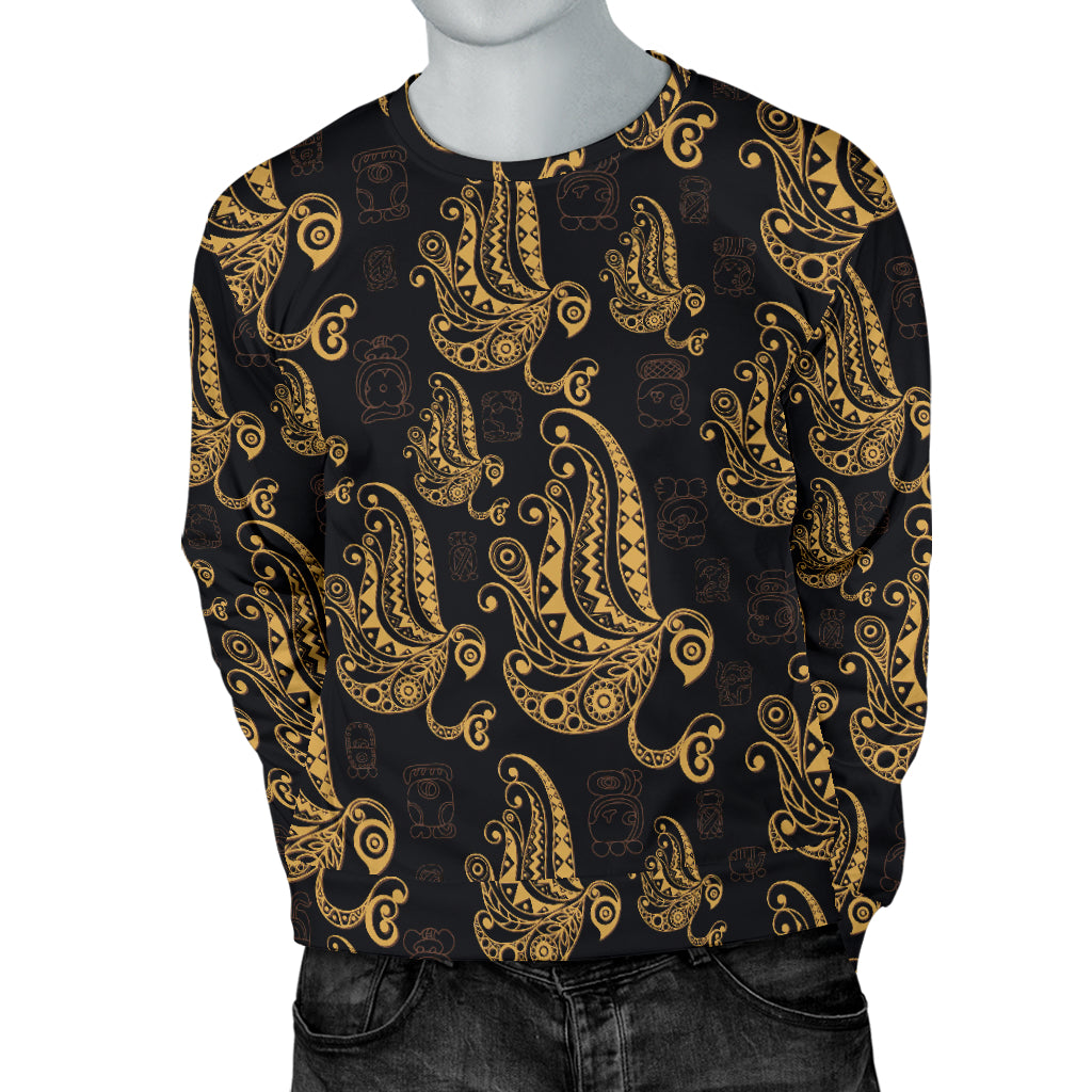 Owl Tribal Polynesian Design Print Men Long Sleeve Sweatshirt