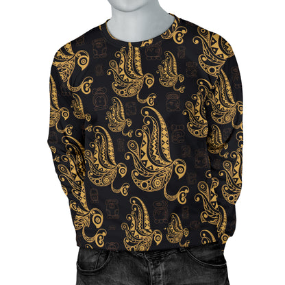 Owl Tribal Polynesian Design Print Men Long Sleeve Sweatshirt