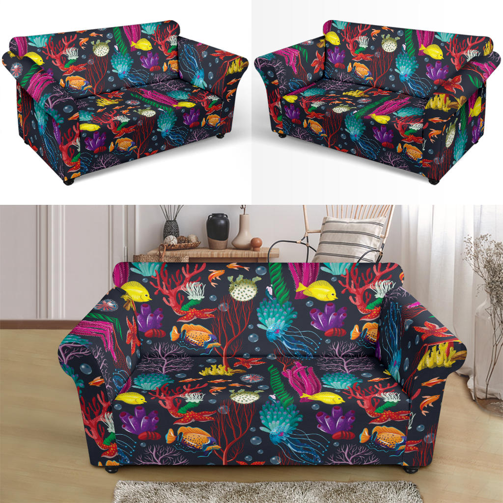 Underwater Cute Print Design LKS303 Loveseat Couch Slipcover