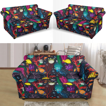 Underwater Cute Print Design LKS303 Loveseat Couch Slipcover