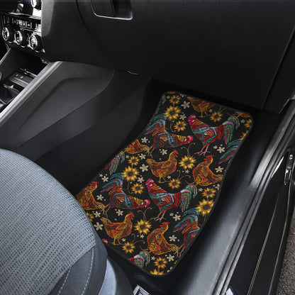Chicken Embroidery Style Car Floor Mats Front Back
