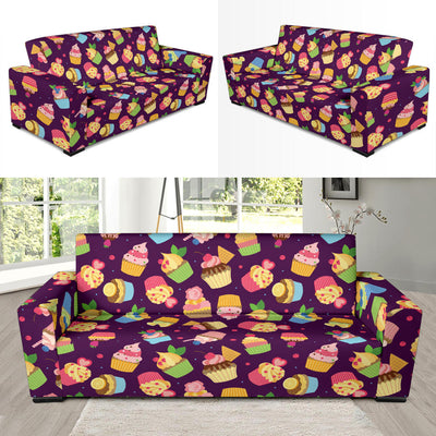 Cupcake Pattern Print Design 05 Sofa Slipcover