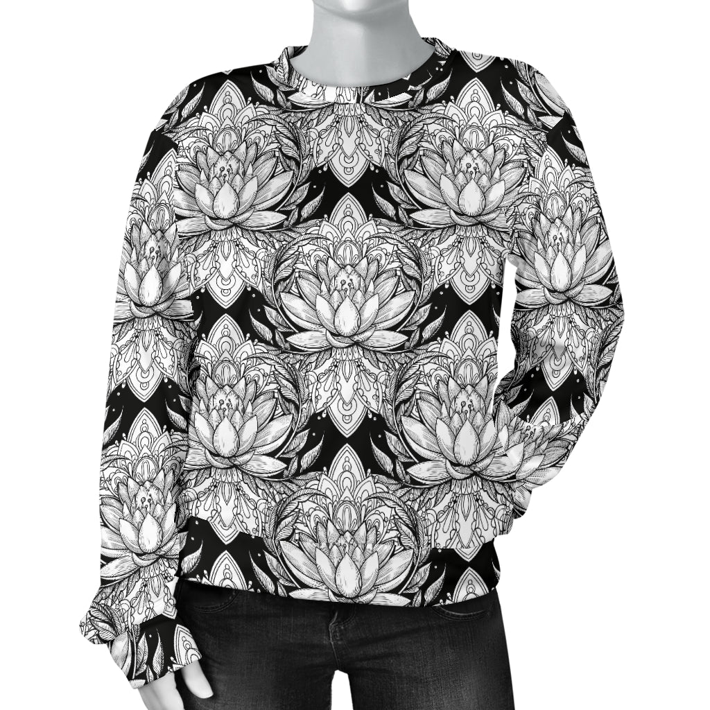 Lotus Mandala Print Pattern Women Long Sleeve Sweatshirt
