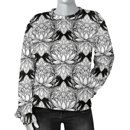 Lotus Mandala Print Pattern Women Long Sleeve Sweatshirt