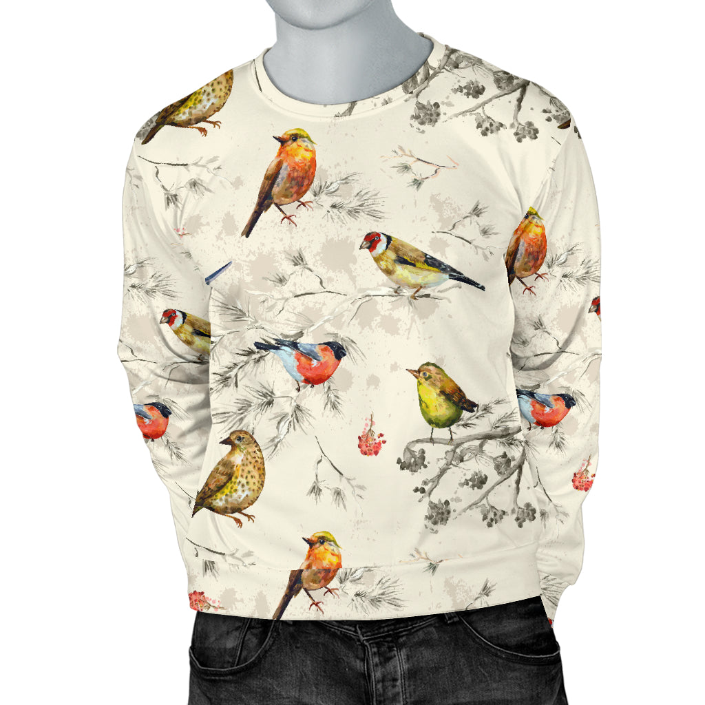 Bird Watercolor Design Pattern Men Long Sleeve Sweatshirt