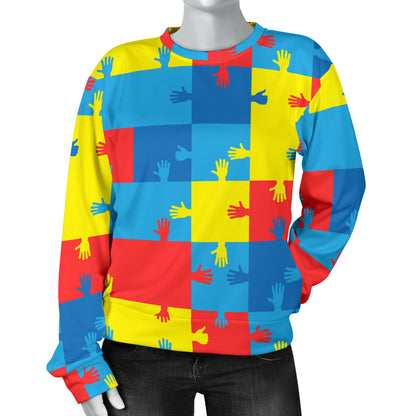 Autism Awareness Design Themed Print Women Long Sleeve Sweatshirt