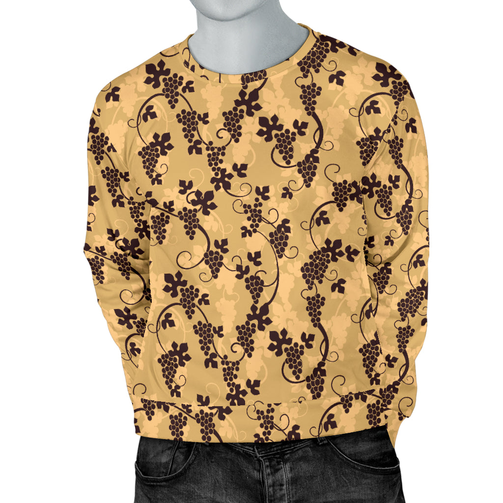 Wine Grape Design Print Men Long Sleeve Sweatshirt