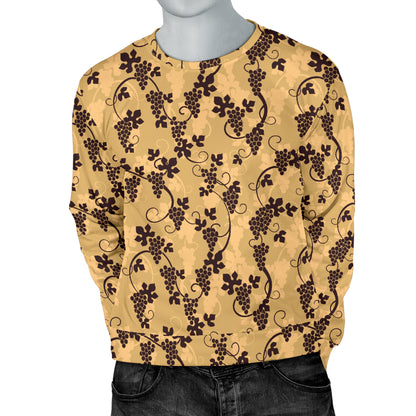 Wine Grape Design Print Men Long Sleeve Sweatshirt
