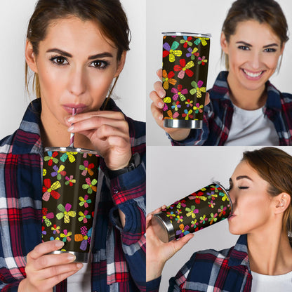 Flower Power Colorful Print Pattern Tumbler