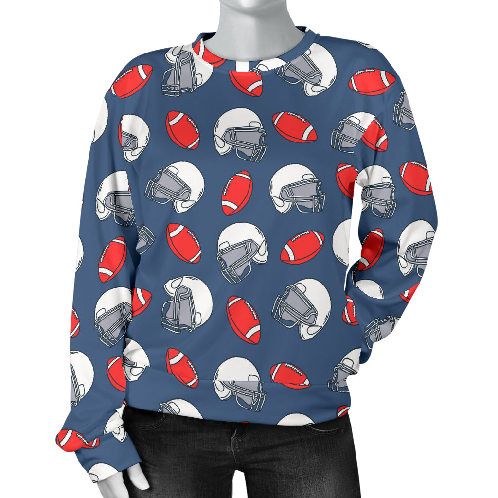 American Football Helmet Design Pattern Women Long Sleeve Sweatshirt