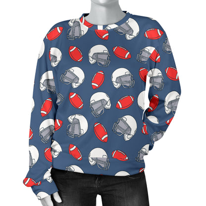 American Football Helmet Design Pattern Women Long Sleeve Sweatshirt