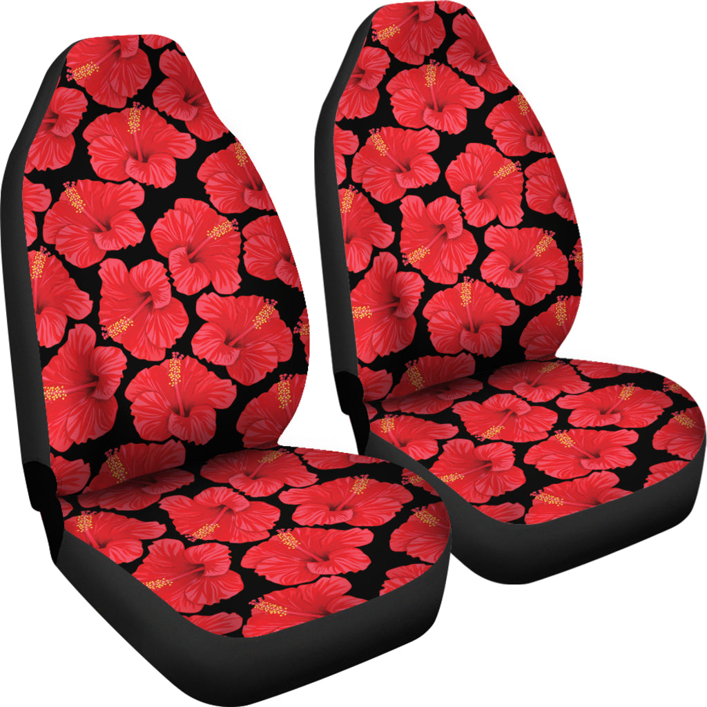 Hibiscus Red Pattern Print Design LKS306 Car Seat Covers