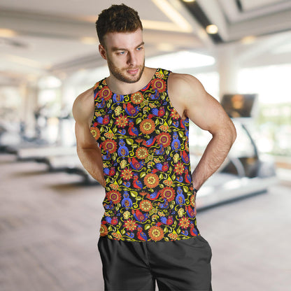 Steampunk Bird Design Themed Print Men Tank Top