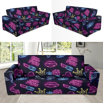 Lipstick Neon Pattern Print Design 02 Sofa Slipcover