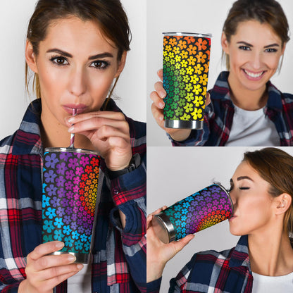 Flower Power Rainbow Spiral Print Tumbler