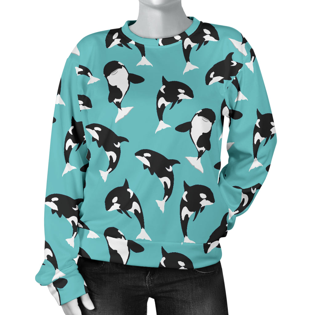 Whale Action Design Themed Print Women Long Sleeve Sweatshirt