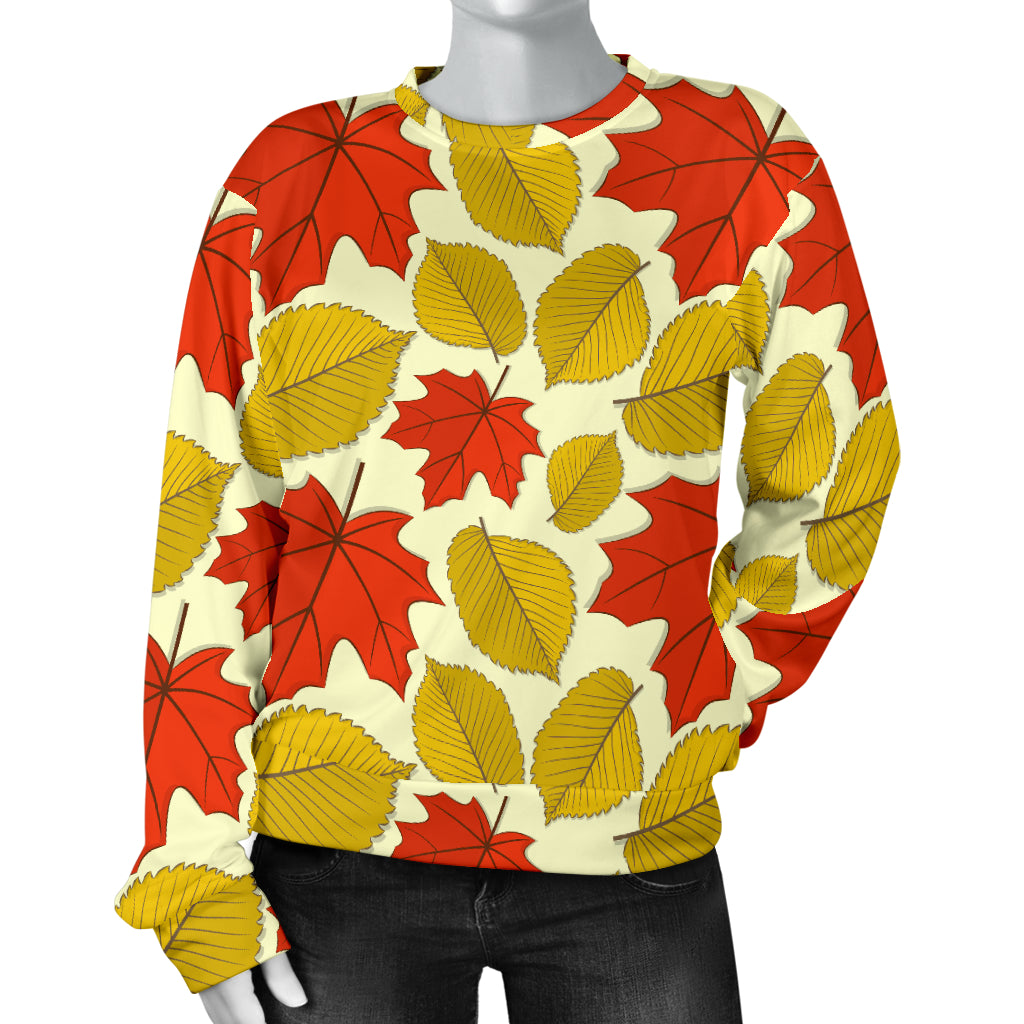 Elm Maple Leave Print Pattern Women Long Sleeve Sweatshirt