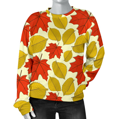 Elm Maple Leave Print Pattern Women Long Sleeve Sweatshirt