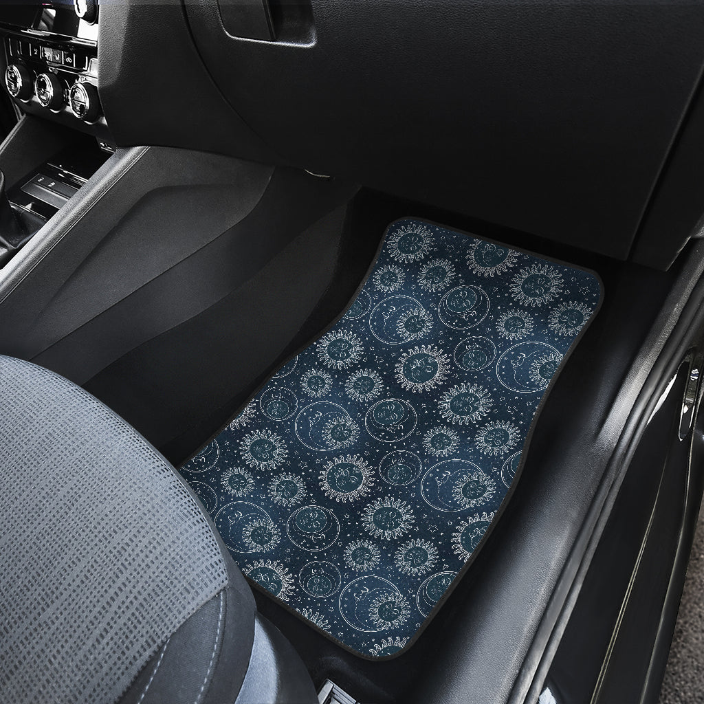 Sun Moon Tattoo Design Themed Print Car Floor Mats Front Back
