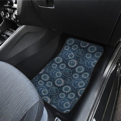 Sun Moon Tattoo Design Themed Print Car Floor Mats Front Back