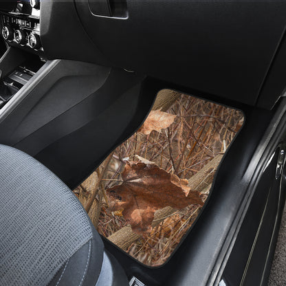 Camo Realistic Tree Forest Autumn Print Car Floor Mats Front Back