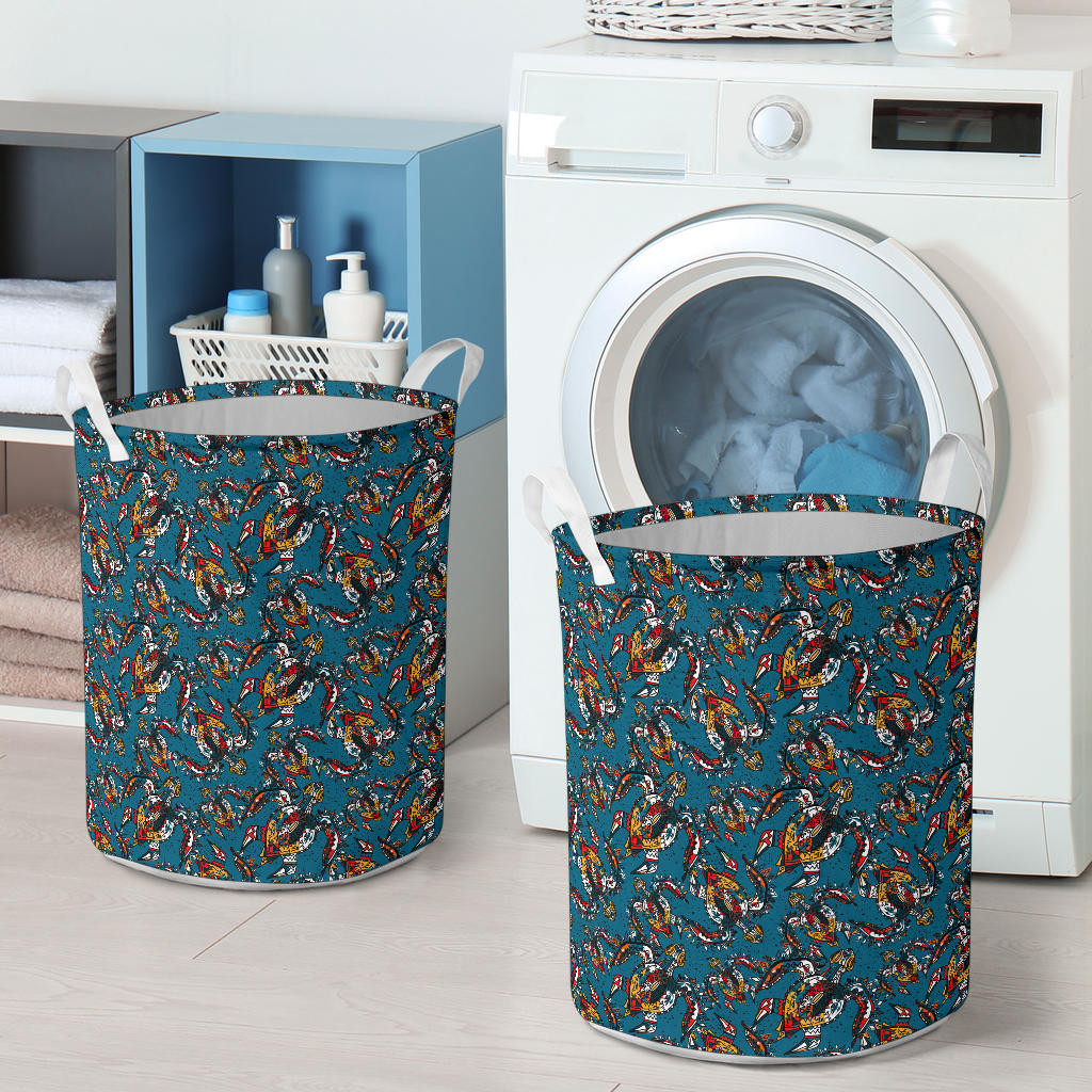 Sea Turtle Tribal Colorful Hand Drawn Laundry Basket