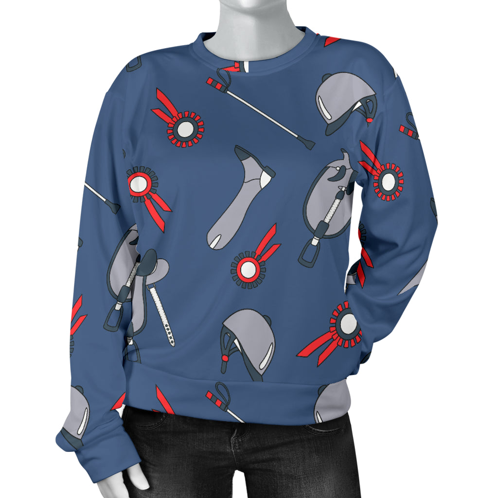Equestrian Equipment Background Women Long Sleeve Sweatshirt