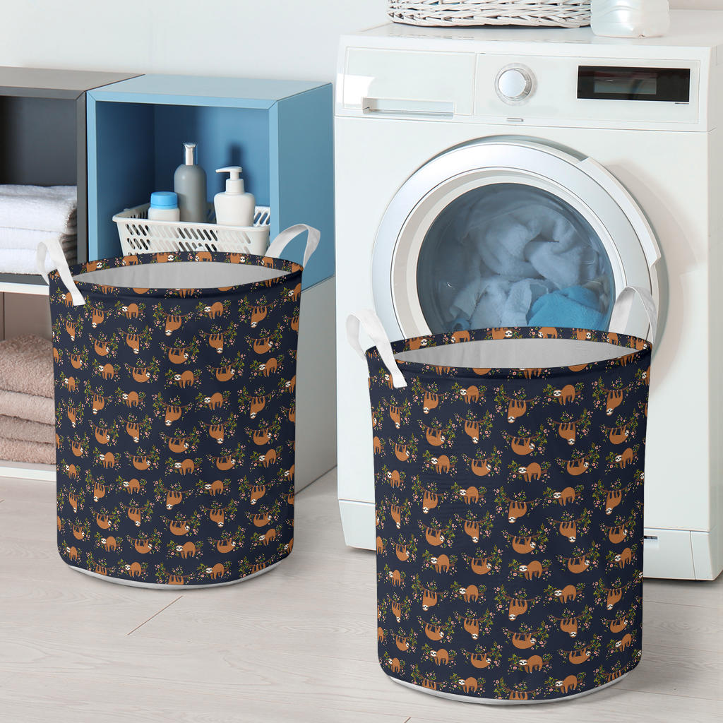 Sloth flower Design Themed Print Laundry Basket