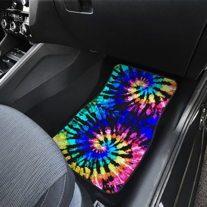 Tie Dye Rainbow Design Print Car Floor Mats Front Back