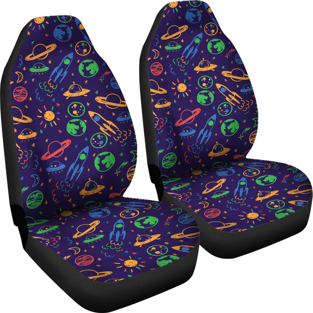 UFO Space Rocket Print Design LKS302 Car Seat Covers