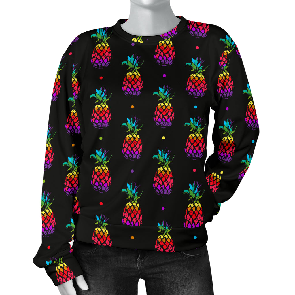 Pineapple Rainbow Dot Print Women Long Sleeve Sweatshirt